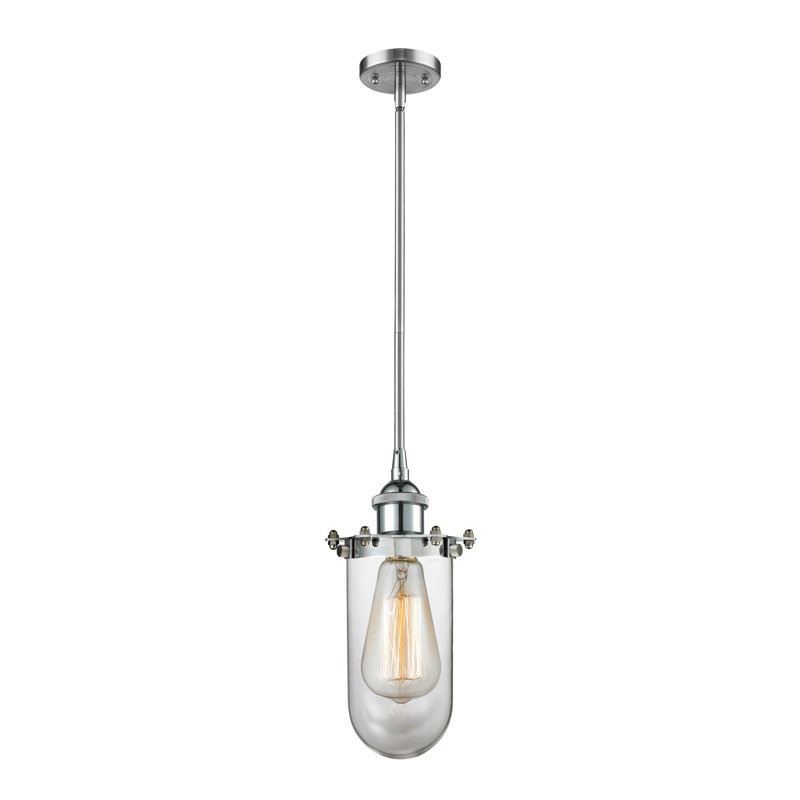Luminaire suspendu géométrique 1 lumières simple Scotia, Transparent, DEL, Chrome poli