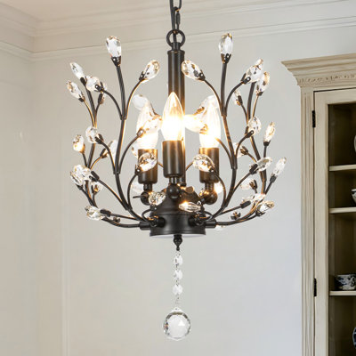 Lustre spoutnik moderne en cristal à 3 lumières à intensité variable