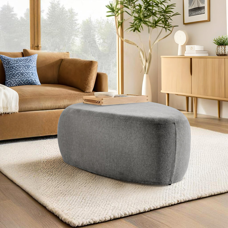 Adna 111.5Cm Wide Triangle Footstool Ottoman, Grey