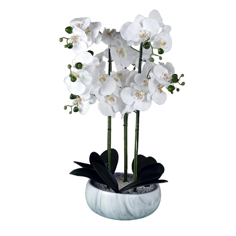 60cm Faux Plant in Ceramic Pot, White