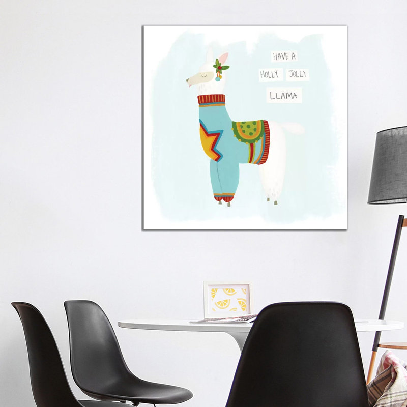 Fa-La-La-La Llama IV by June Erica Vess - Wrapped Canvas Print, 93.98 cm H x 93.98 cm W x 1.91 cm D