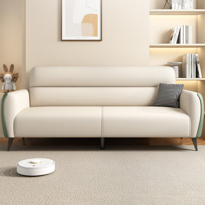 Beige-white + Green + Black 100% Polyester + Solid Wood + Steel Standard Sofa bed