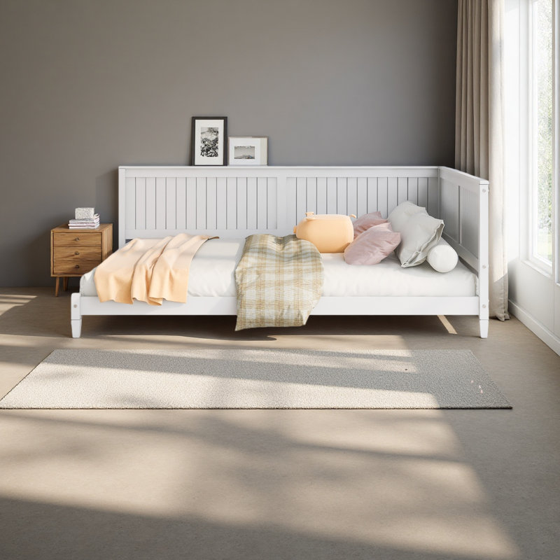 Lit de jour / canapé en bois, Lit double, Blanc