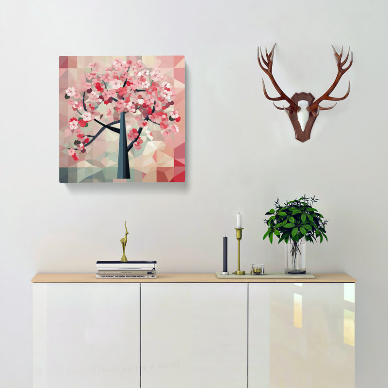 Cherry Blossom Tree Constructivism - Print, 50cm H x 50cm W x 3cm D