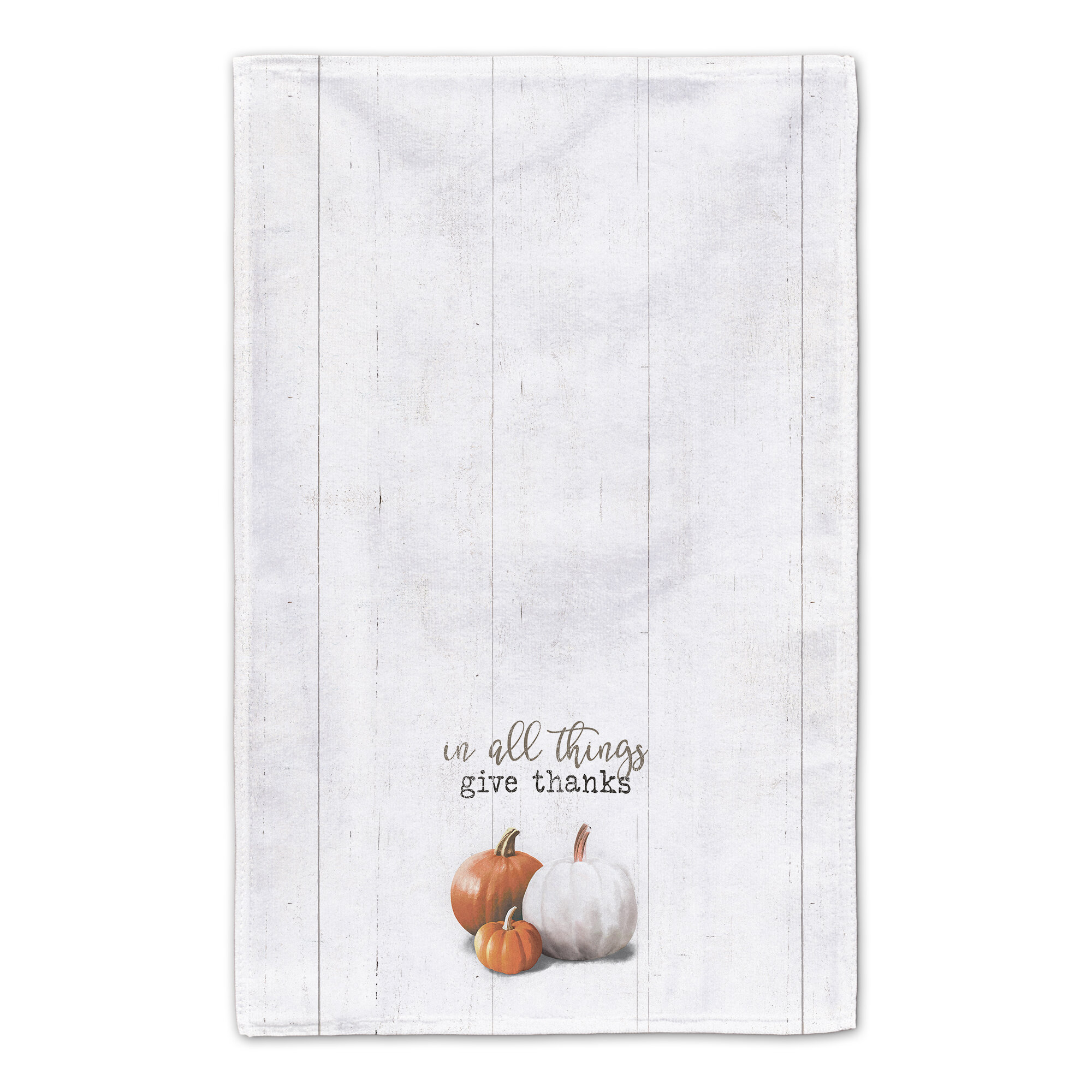 Give Thanks Gray Pumpkin Tea Towel Set