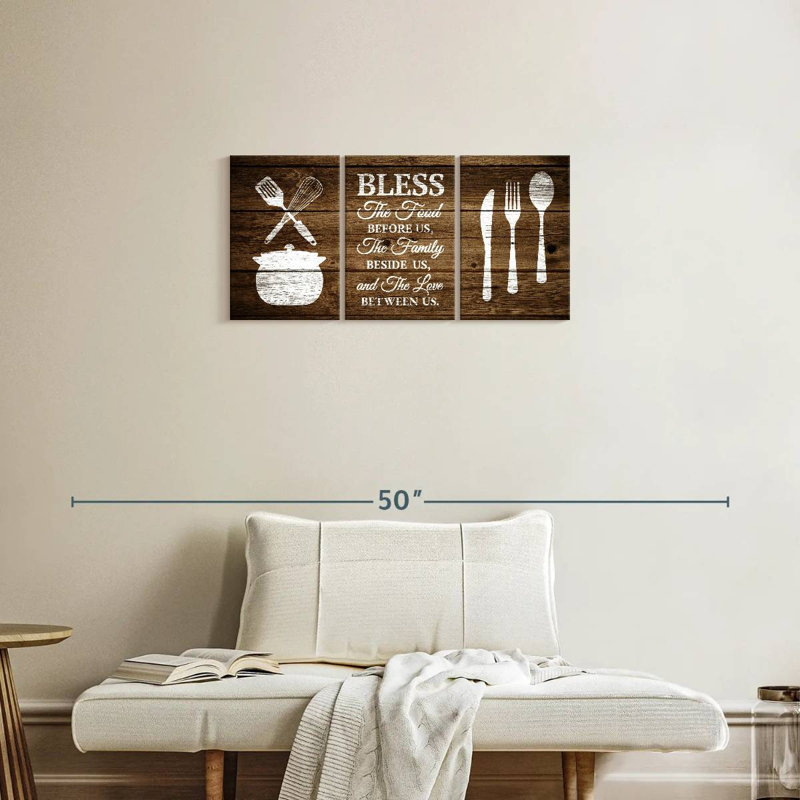 «Bless The Food Sign», reproduction sur toile, H 15 po x l 32 po x P 1,25 po