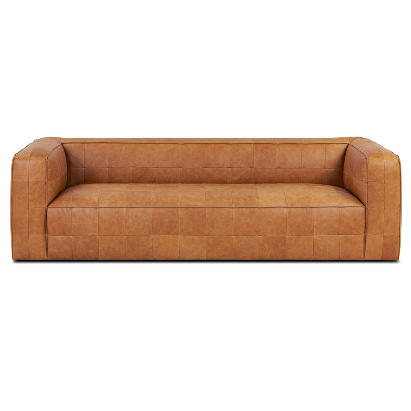Canapé en cuir véritable brun clair 95 po Southall