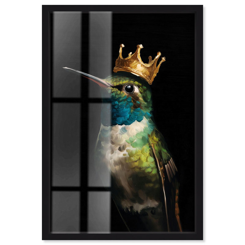 «Crowned Azure Bird I Shadowbox Print Bird» par Art Remedy, H 16 po x l 11 po, Noir