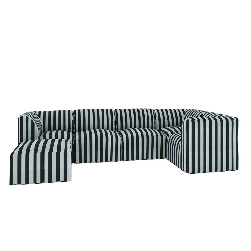Praia Essie 124" Sunbrella® Outdoor Sofa With Ottoman, Expressive Mist