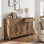 Buffet Farmhouse avec tablettes réglables et 2 tiroirs pour la cuisine	