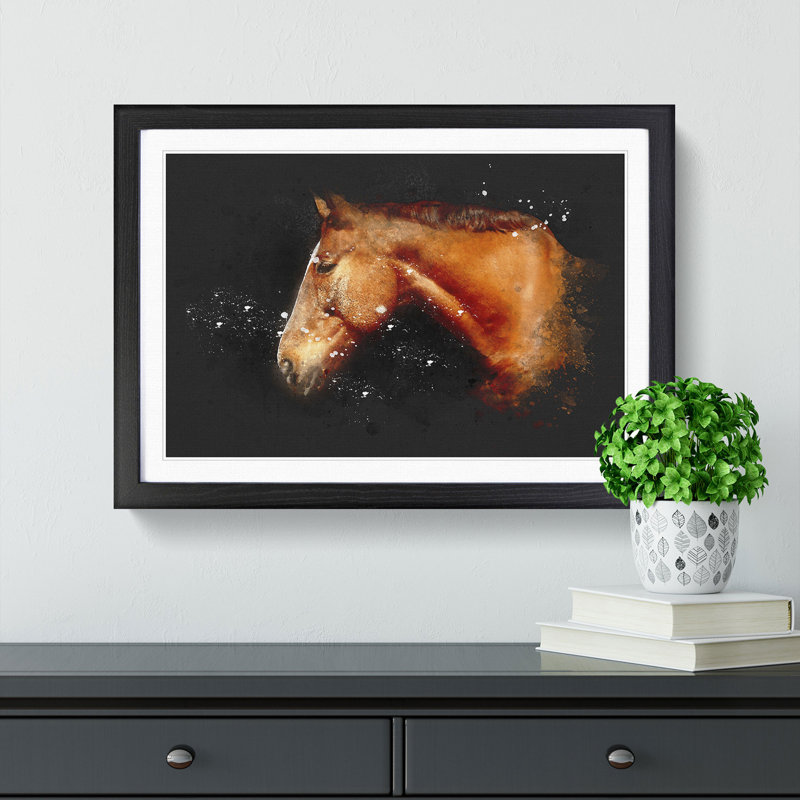 Chestnut Brown Horse - Picture Frame Graphic Art Print, Black Framed, 33cm H x 45cm W x 2cm D