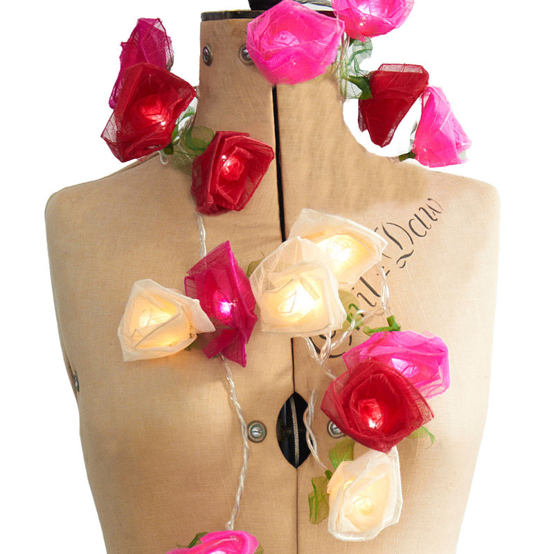 Dov LED Natural Leaf Rose String Light, 30 Lamps - 8 Metre Long