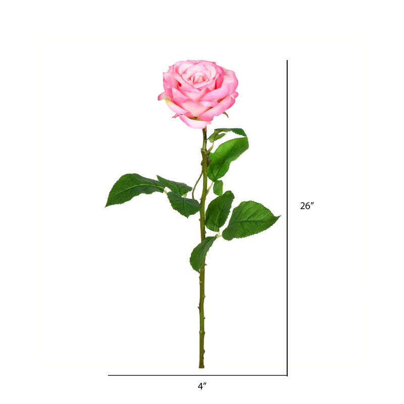 Tige de rose artificielle 26 po, Rose pâle
