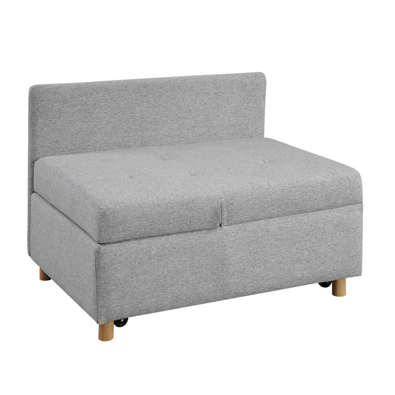 Canapé-lit convertible polyvalent avec dossier réglable et poches de rangement, Gris clair