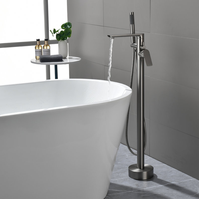 Floor Tub Spout with Diverter, Brushed Nickel