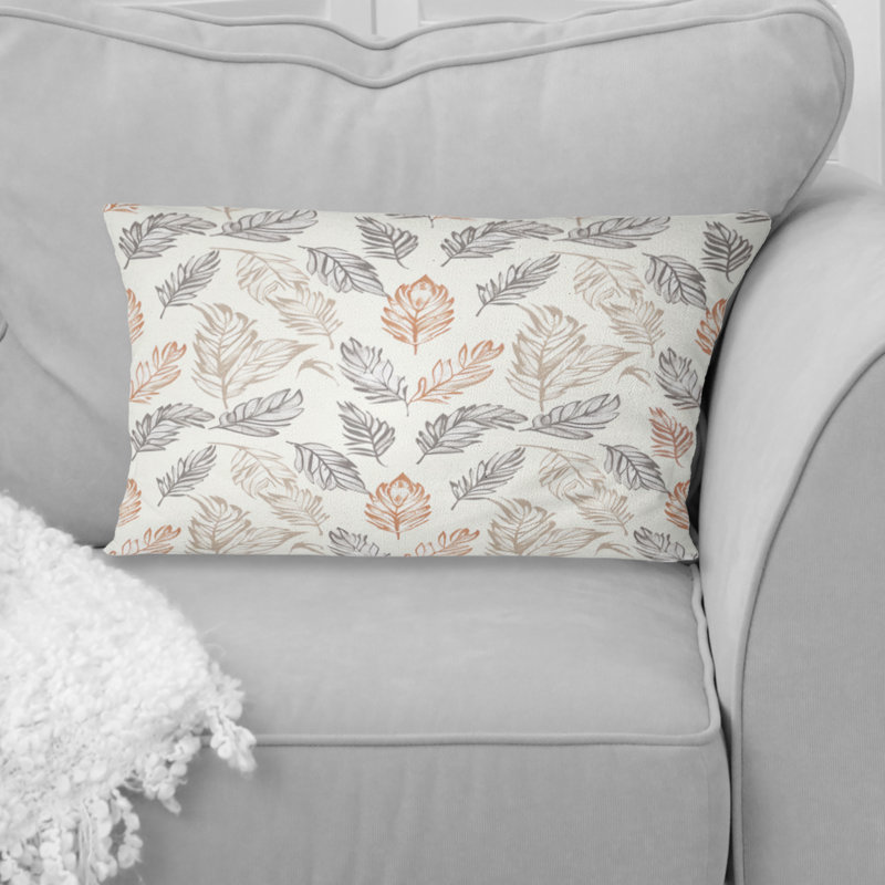 Green Pink Boho Feathers - Boho Lumbar Pillow