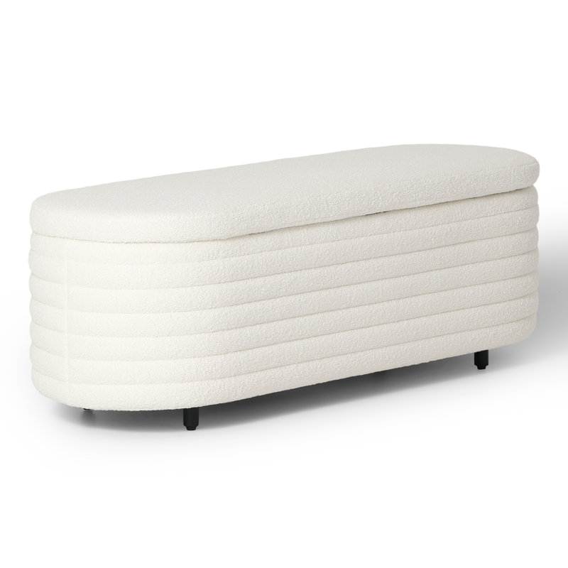 Bayville 42" Wide Sherpa Storage Bench, 18.1" H x 54" W x 19" D, Cream