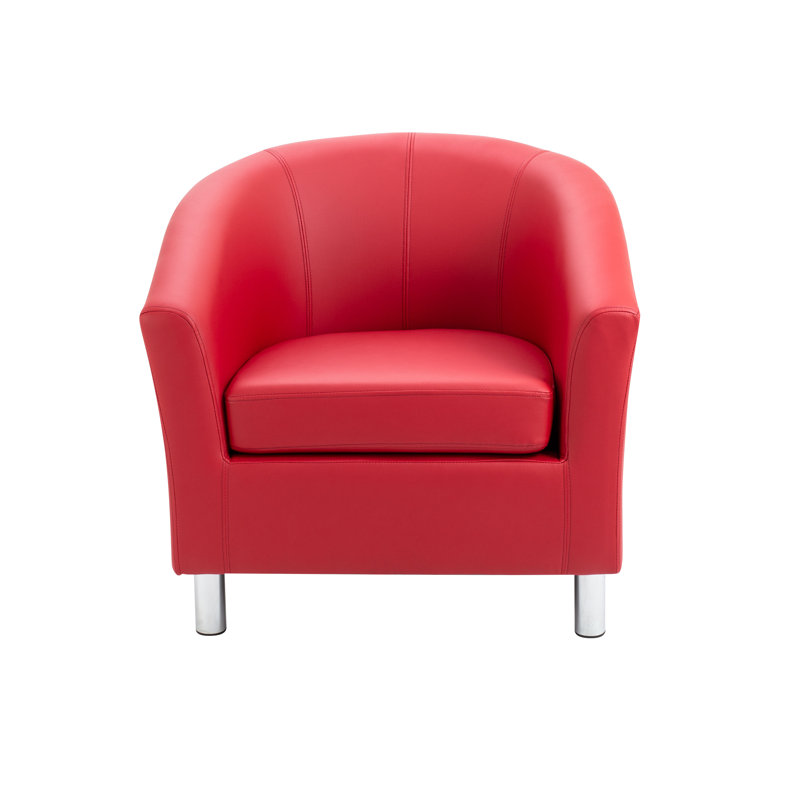 Pyrmont Faux Leather Barrel Chair, Red
