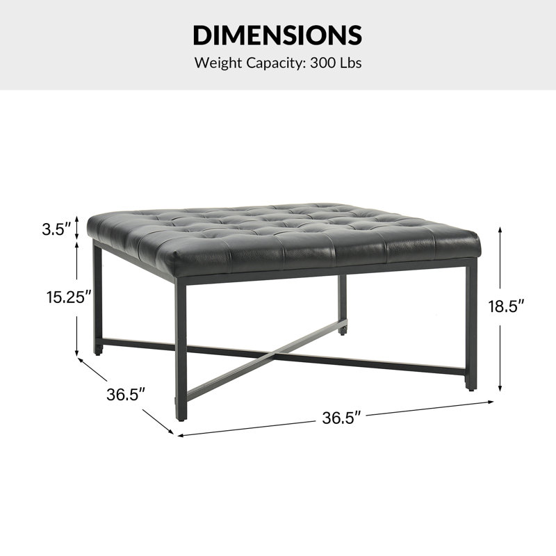Table basse en cuir véritable Anahli Tatiana, Noir