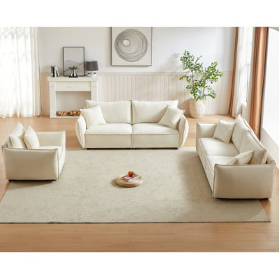 3 + 1 Living Room , Chenille Fabric, Stable Wood Frame For Area, Frame, Comfortable