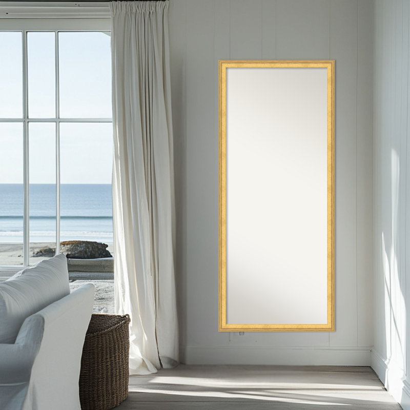 Non-Beveled Wood Full Length Mirror, Owen Gold Frame - Floor Mirror, Wall Mirror