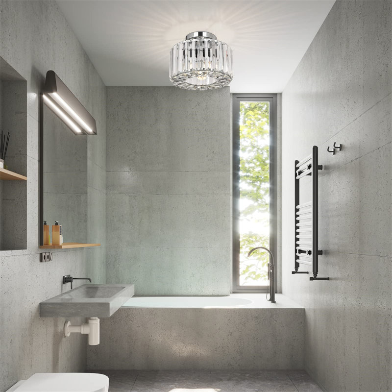 Crystal Semi Flush Mount, E26 Bulb