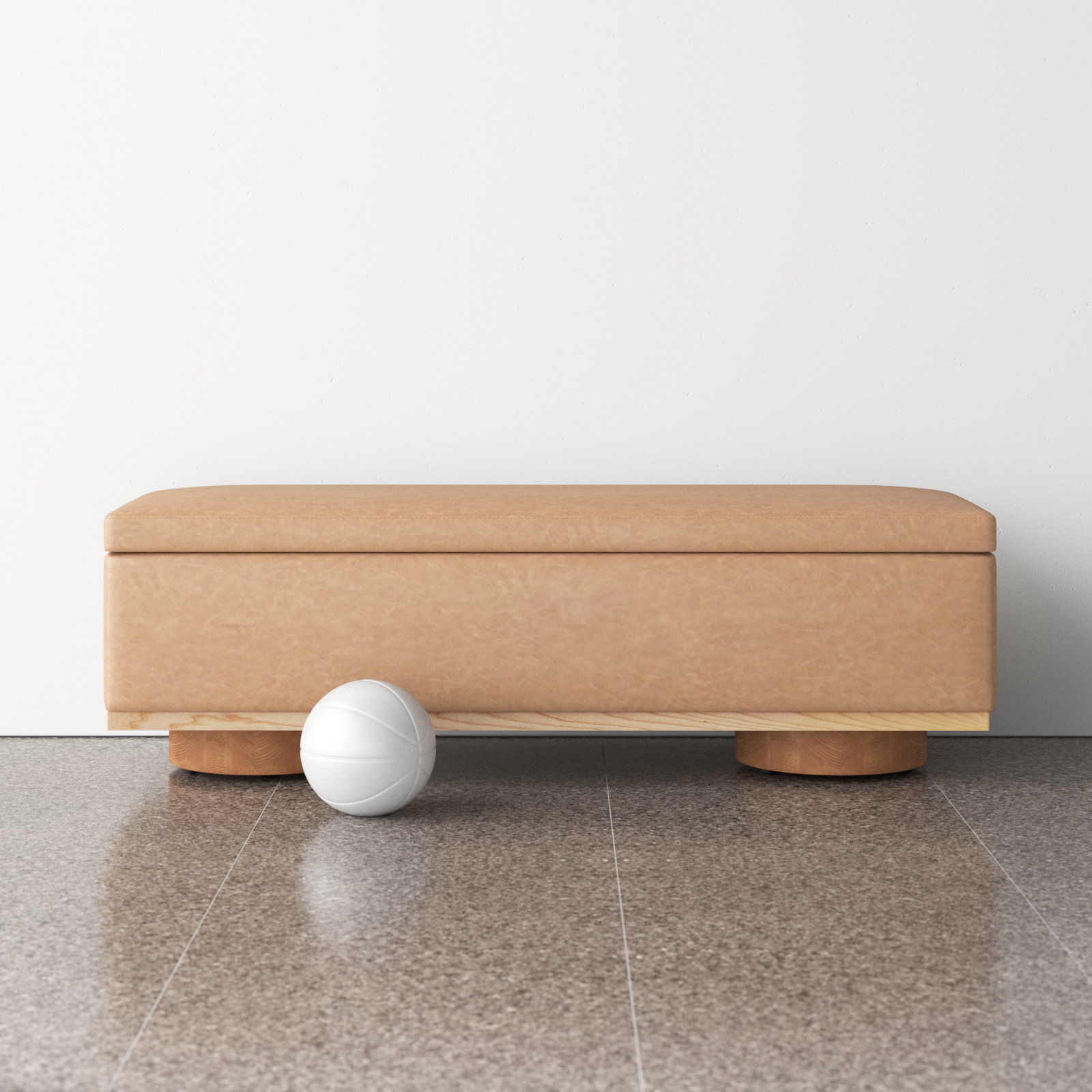 Morje 61" Linen Entryway Bench, Camel Vegan Leather, Natural