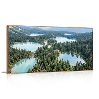 Ensemble de 1 tableau sur toile représentant un lac de montagne