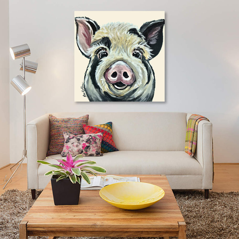 « sarge the porc on crème », reproduction d’impression sur toile, Papier d'art encadré noir, H 24 po x l 24 po x P 1 po