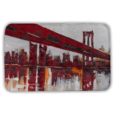 Red bridge Bath Mat with Non-Slip Backing - Quick Dry Memory Foam Bathroom Rug - Absorbent - Modern Plush Spa-Style - Machine Washable