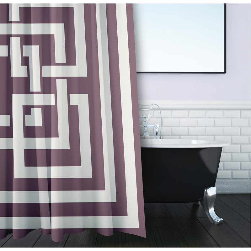 Rideau de douche géométrique simple, Mauve poussiéreux