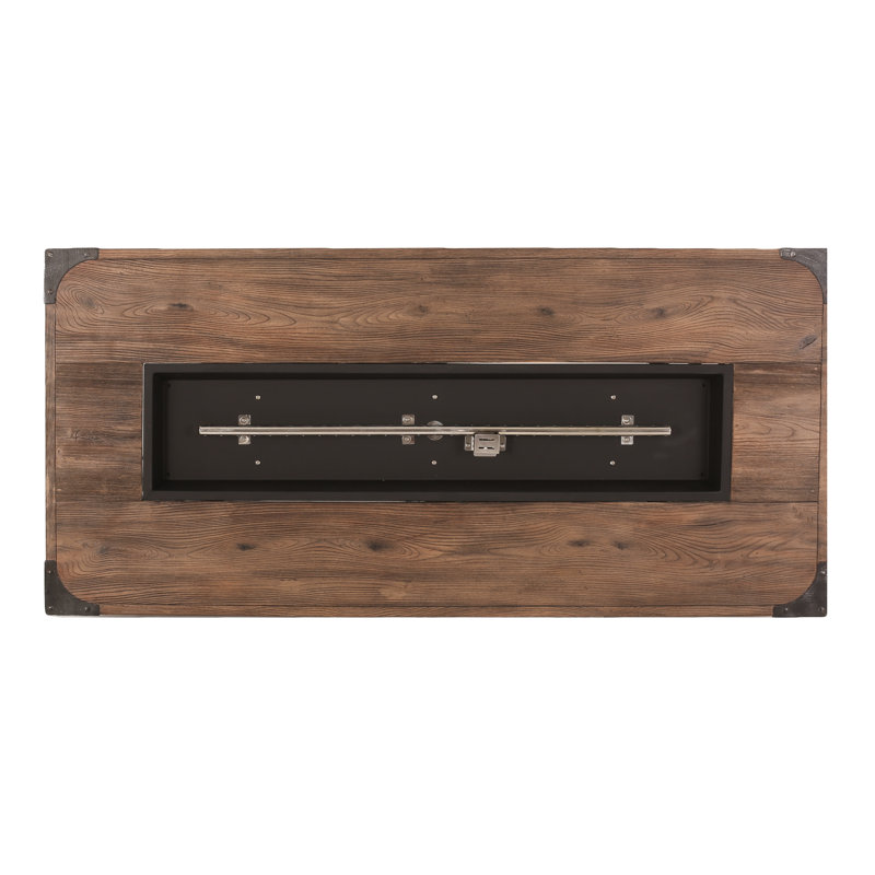 Rectangular Fire Pit - 50,000 BTU (Brown Wood Pattern, 56” W x 26.25” D x 18.75” H)