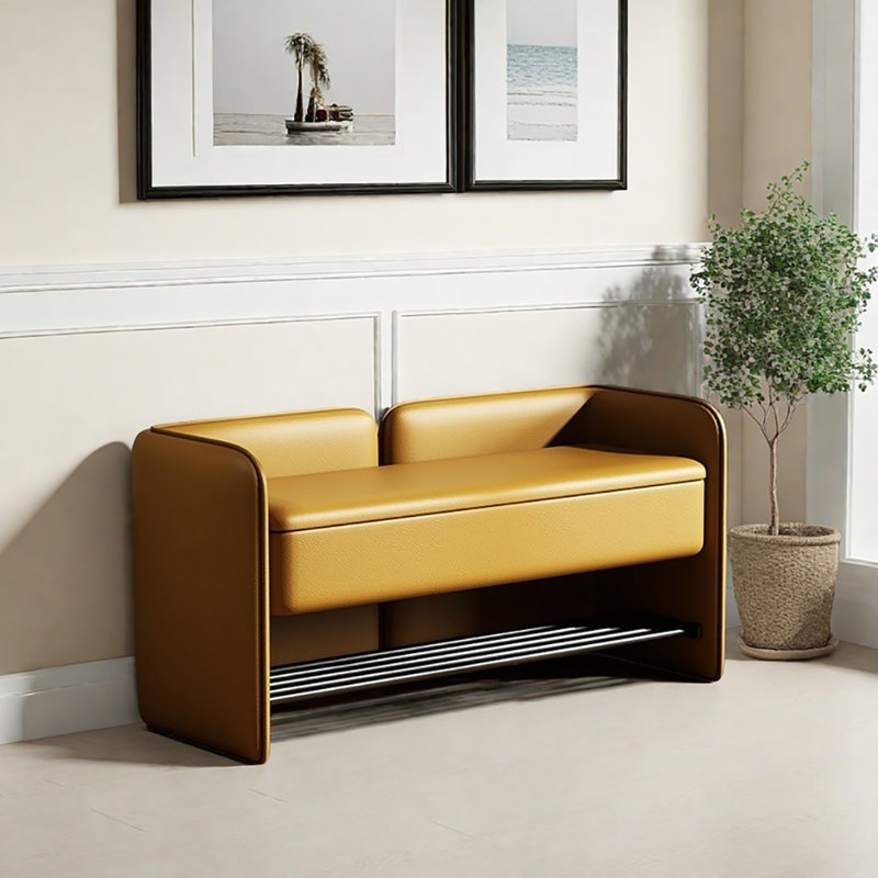 Tabouret avec rangement à chaussures 47,2 po, Jaune