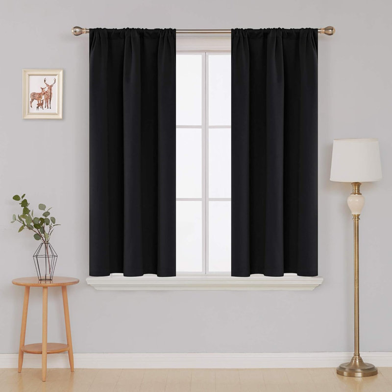 Nyshawn Blackout Curtain Pair, Black