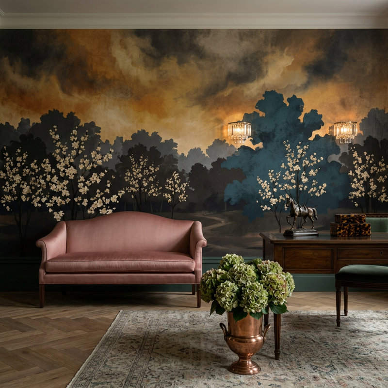 Décoration murale orageuse amovible Cloudy Sky, Texturé non collé, 160 po x 108 po