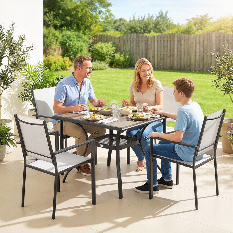 Ensemble repas 5 pièces, table de salle à manger et 4 chaises empilables