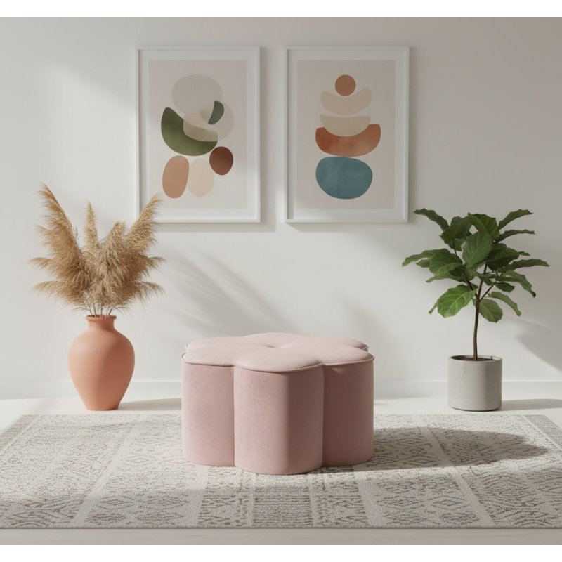 Meghan Velvet Pouf, Pink Velvet