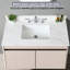 Plateau de meuble-lavabo blanc 43 po avec dosseret de 4 po et surface en pierre frittée teintée 43 po, dosseret encastré uni