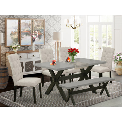 Aydrien 6 - Piece Rubberwood Solid Wood Dining Set