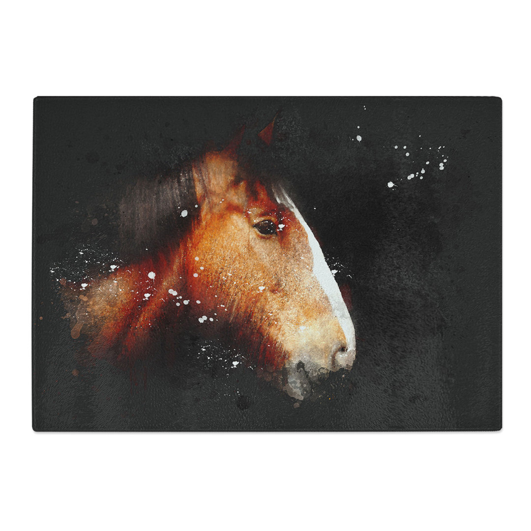 Tempered Glass Brown Shire Horse Chopping Board