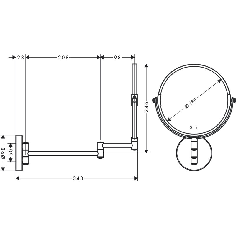 Pull-Out Beveled Wall Mount Shaving Mirror