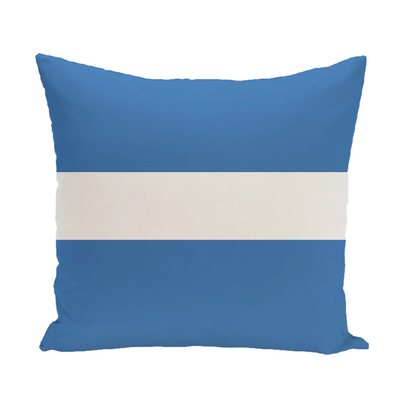 Striped Reversible Throw Pillow, 16" H x 16" W x 1" D, Azure