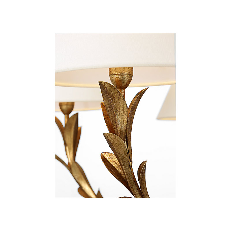 Provenz 32" 6 Light Chandelier In Plaster White With Linen Shades, 23.75" H x 42" W x 37.5" D, French Gild