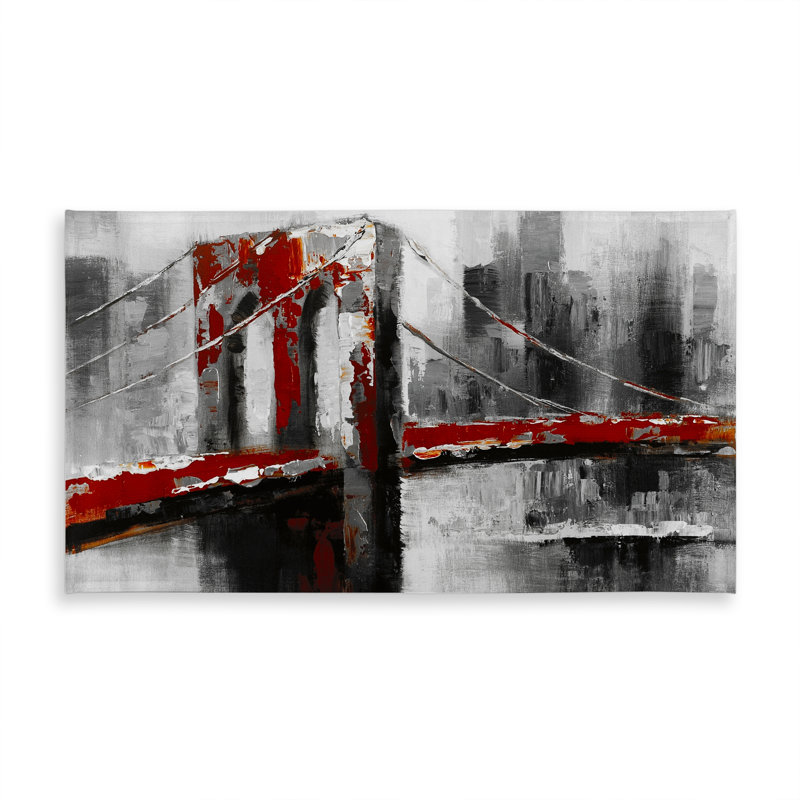 Abstract Red Brooklyn Bridge Tablecloth - Indoor/Outdoor Decor