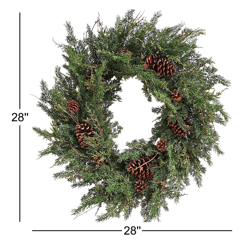 Handcrafted Faux Pine Wreath, 28" H x 28" W x 5" D