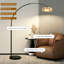 Lampe sur pied arquée, réglable en hauteur, commande vocale intelligente à spectre complet DEL, température de couleur réglable et à intensité variable, conception moderne avec ampoule E27 incluse