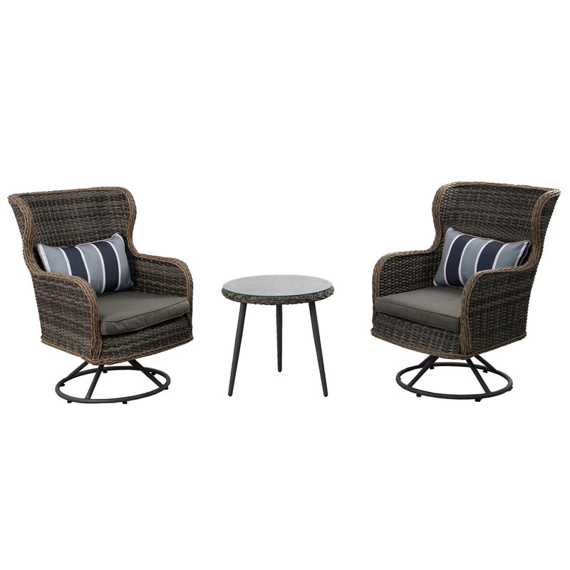 Condry Rattan Wicker 2 - Person Seating Group with Cushions