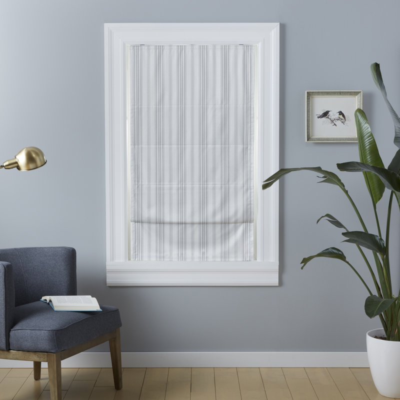 Exclusive Home Ricardo Total Blackout Roman Shade, Grey, 31" W x 64"L