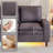 4 Seat Sectional Sofa With Smart Module-bluetooth Speaker/rgb Light/charging Station, 120" Teddy Fleece Fabric Sectional Couches For Living Room-1824930922