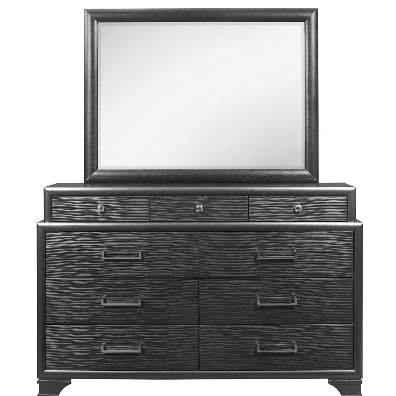 Adebayo Solid And Engineered Wood Square Dresser Mirror, Gray
